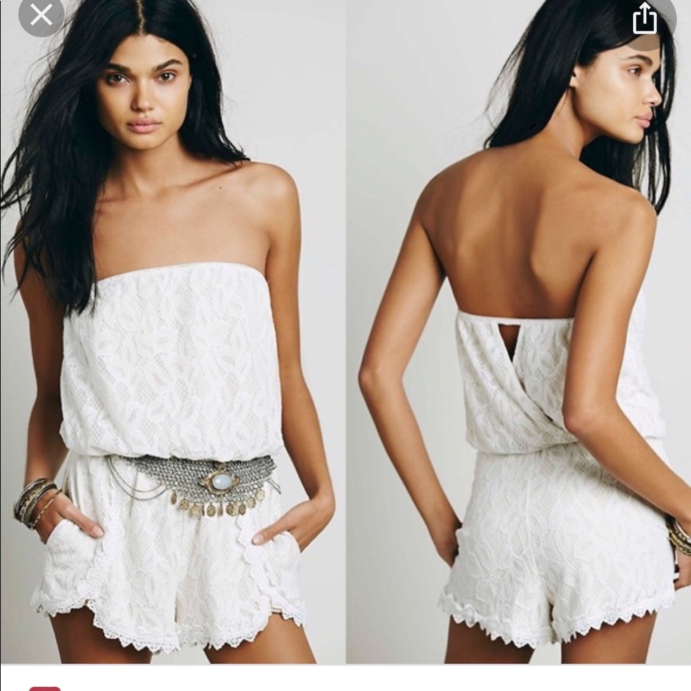 Free People Women's Small Black Lace Tahlia Strapless Romper